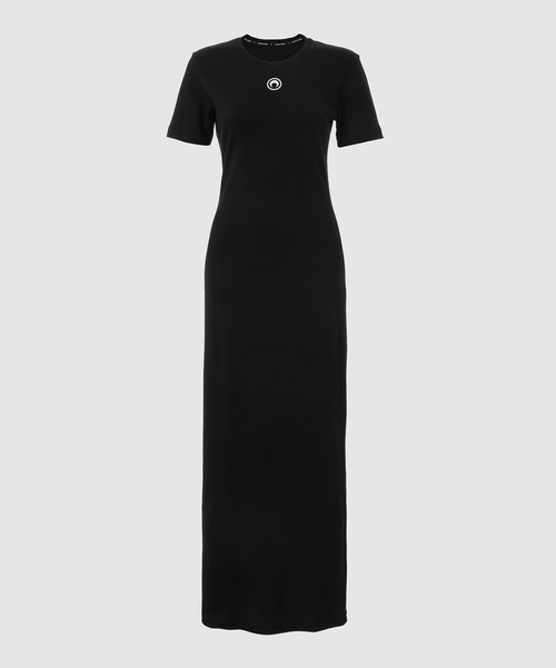 MOON LOGO RIBBED JERSEY SS LONG DRESS
