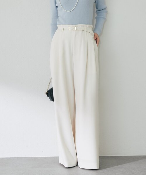セール】【春まで使える！】ベルト付きワイドパンツ（スラックス）｜La