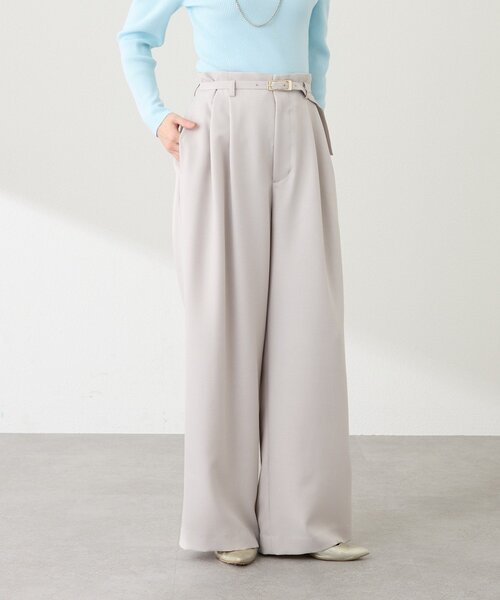 La boutique BonBon（ラブティックボンボン）の「【今すぐお届け！】ベルト付きワイドパンツ（スラックス・レディース・グレイッシュベージュ/オフホワイト/ネイビー・36/38/34）」の11枚目の写真