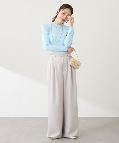 La boutique BonBon（ラブティックボンボン）の「【今すぐお届け！】ベルト付きワイドパンツ（スラックス・レディース・グレイッシュベージュ/オフホワイト/ネイビー・36/38/34）」の18枚目の写真