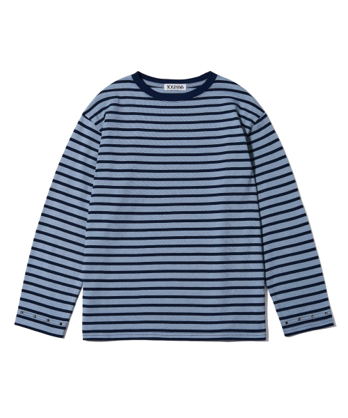 YOUHEE(ユヒ)の「EYELET STRIPE LONG SLEEVE BLUE(Tシャツ/カットソー・レディース・その他・FREE)」の2枚目の写真