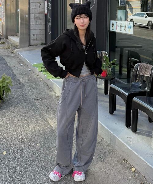 Verdnt（バーダント）の「マルチ切り替えラインピグメントスウェットパンツ[グレー]（スウェットパンツ・レディース・その他・SMALL/MEDIUM/LARGE）」の11枚目の写真