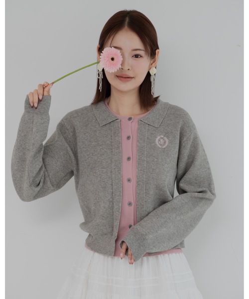 JUMELLE（ジュメロ）の「レイヤードニットカーディガン（カーディガン/ボレロ・レディース・ブラウン/レッド/グレー・FREE）」の2枚目の写真