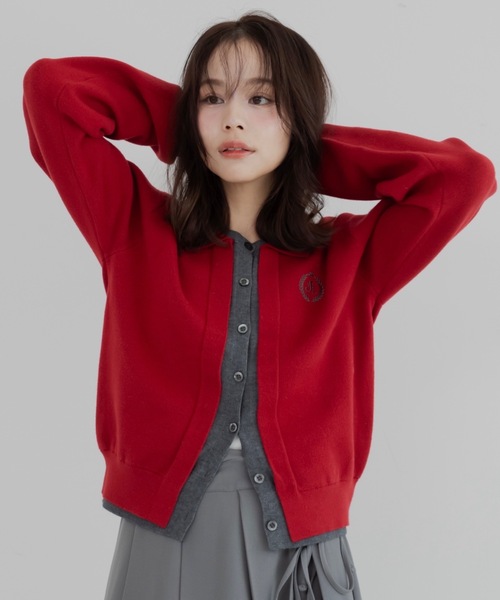 JUMELLE（ジュメロ）の「レイヤードニットカーディガン（カーディガン/ボレロ・レディース・ブラウン/レッド/グレー・FREE）」の3枚目の写真