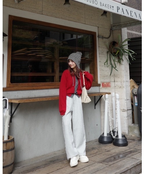 JUMELLE（ジュメロ）の「レイヤードニットカーディガン（カーディガン/ボレロ・レディース・ブラウン/レッド/グレー・FREE）」の6枚目の写真