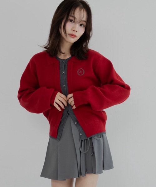 JUMELLE（ジュメロ）の「レイヤードニットカーディガン（カーディガン/ボレロ・レディース・ブラウン/レッド/グレー・FREE）」の10枚目の写真