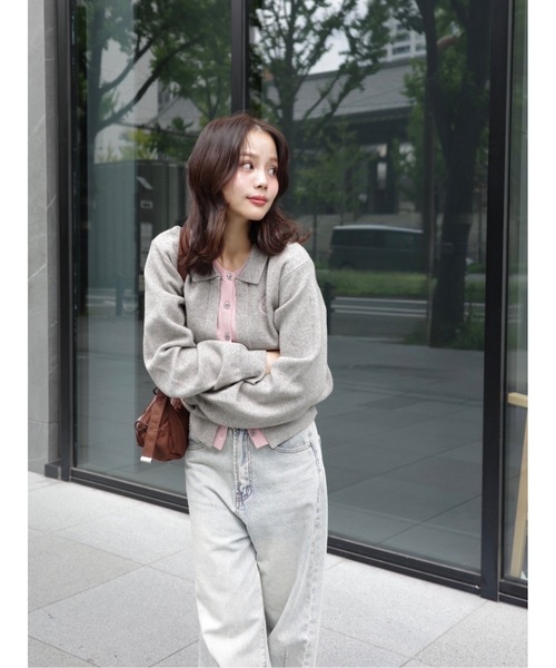 JUMELLE（ジュメロ）の「レイヤードニットカーディガン（カーディガン/ボレロ・レディース・ブラウン/レッド/グレー・FREE）」の9枚目の写真