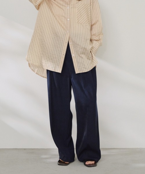 Shelly island（シェリーアイランド）の「【SETUP対応】定番タックパンツ（その他パンツ・レディース・ピンク/ネイビー/ベージュ・FREE）」の3枚目の写真