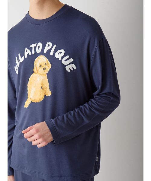 セール】【HOMME】 DOGワンポイントプリントロンT（ルームウェア