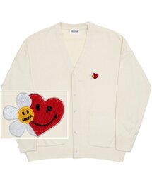 GRAVER（グレーバー）の「[UNISEX] Flower Heart Half Smile embroidered Knit Cardigan_Cream（カーディガン/ボレロ・メンズ）」