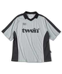 TRAVEL（トラベル）の「Twenty Stripe Jersey Piping Short Sleeve T-Shirt Gray（Tシャツ/カットソー・メンズ）」