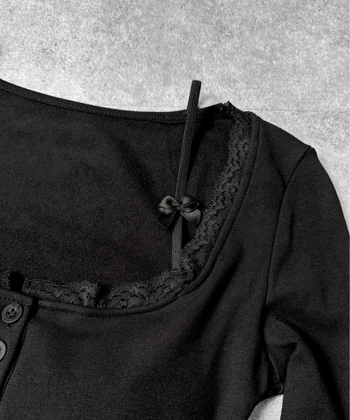 jiasecond.(ジアセカンド)の「【jiasecond.】カップ付きプチリボントップス / トップス カットソー Tシャツ 長袖 コンパクト クロップド ショート リボン ストラップ カップ付き ホワイト ブラック ZOZOTOWN限定(Tシャツ/カットソー・レディース・ブラック/ホワイト・FREE)」の17枚目の写真