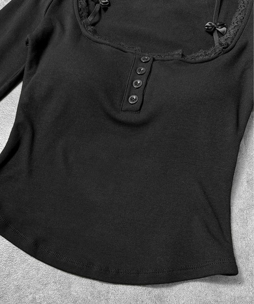 jiasecond.(ジアセカンド)の「【jiasecond.】カップ付きプチリボントップス / トップス カットソー Tシャツ 長袖 コンパクト クロップド ショート リボン ストラップ カップ付き ホワイト ブラック ZOZOTOWN限定(Tシャツ/カットソー・レディース・ブラック/ホワイト・FREE)」の20枚目の写真