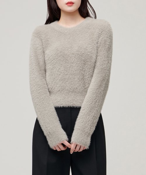 MUSINSA STANDARD WOMAN(ムシンサスタンダードウーマン)の「レディースファジークルーネックニット【ウォームグレー】(ニット/セーター・レディース・その他・X-SMALL/MEDIUM/LARGE/SMALL)」の2枚目の写真