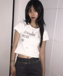 アンバランスティラ スリムフィット 半袖Tシャツ ホワイト