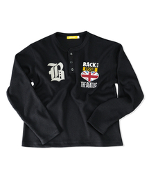 MAINBOOTH（メインブース）の「[ビートルズ] ワッフルトン ヘンリーネック Tシャツ(ブラック)（Tシャツ/カットソー）」