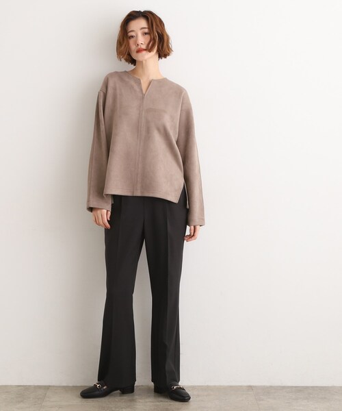 grove(グローブ)の「【あったか裏起毛】きれいも楽ちんも叶える、ストレッチストレートパンツ(その他パンツ・レディース・ブラック/ネイビー系2/カーキ・02/03/01/04/05)」の5枚目の写真