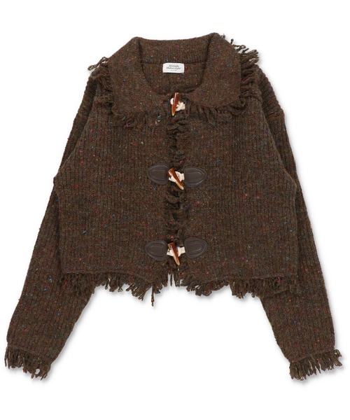 SPINNS(スピンズ)の「ナチュかわ☆彡トグルデザインフリンジニットカーディガン/トグルボタン/NEO森ガール(カーディガン/ボレロ・レディース・アイボリー/ブラウン/ベージュ・ONESIZE)」の9枚目の写真