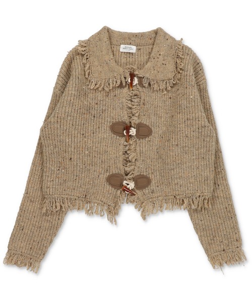 SPINNS(スピンズ)の「ナチュかわ☆彡トグルデザインフリンジニットカーディガン/トグルボタン/NEO森ガール(カーディガン/ボレロ・レディース・アイボリー/ブラウン/ベージュ・ONESIZE)」の10枚目の写真