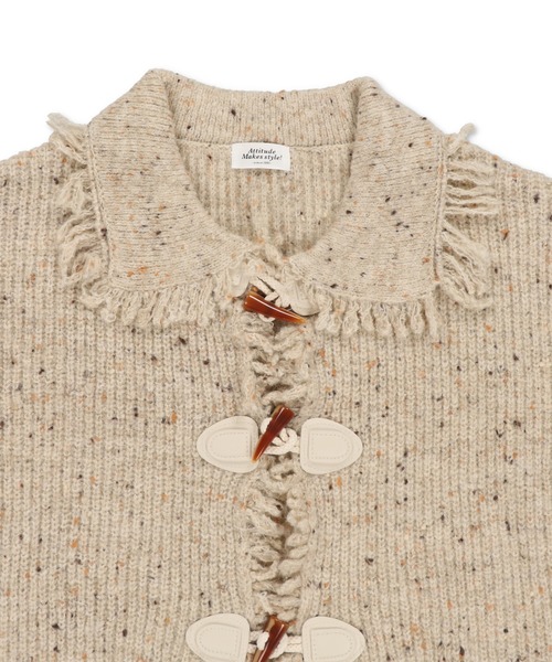 SPINNS(スピンズ)の「ナチュかわ☆彡トグルデザインフリンジニットカーディガン/トグルボタン/NEO森ガール(カーディガン/ボレロ・レディース・アイボリー/ブラウン/ベージュ・ONESIZE)」の13枚目の写真
