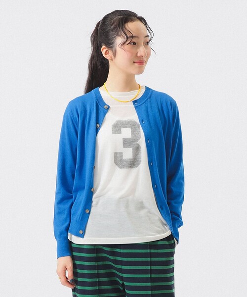 BEAMS BOY(ビームスボーイ)の「14ゲージ クルーネック カーディガン(カーディガン/ボレロ・レディース・ブルー/ブラック/ピンク/イエロー・0/1)」の3枚目の写真