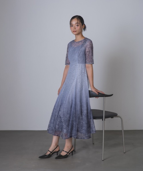 Rose of Sharon(ローズオブシャロン)の「総レースグラデーションフレアドレス(ドレス・レディース・カーキ/ブルーグレー/ネイビー/ボルドー・M)」の2枚目の写真
