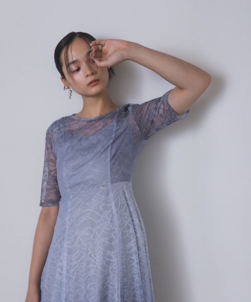 Rose of Sharon(ローズオブシャロン)の「総レースグラデーションフレアドレス(ドレス・レディース・カーキ/ブルーグレー/ネイビー/ボルドー・M)」の8枚目の写真