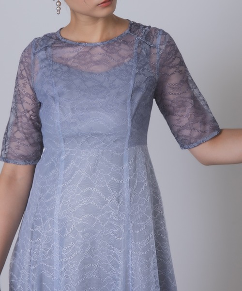 Rose of Sharon(ローズオブシャロン)の「総レースグラデーションフレアドレス(ドレス・レディース・カーキ/ブルーグレー/ネイビー/ボルドー・M)」の11枚目の写真