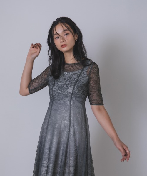 Rose of Sharon(ローズオブシャロン)の「総レースグラデーションフレアドレス(ドレス・レディース・カーキ/ブルーグレー/ネイビー/ボルドー・M)」の14枚目の写真