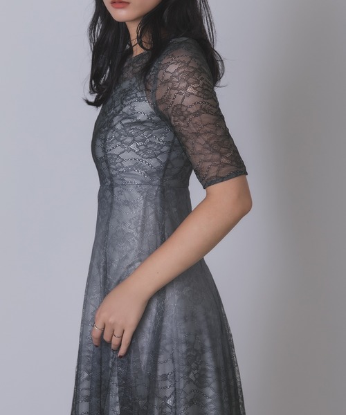 Rose of Sharon(ローズオブシャロン)の「総レースグラデーションフレアドレス(ドレス・レディース・カーキ/ブルーグレー/ネイビー/ボルドー・M)」の17枚目の写真