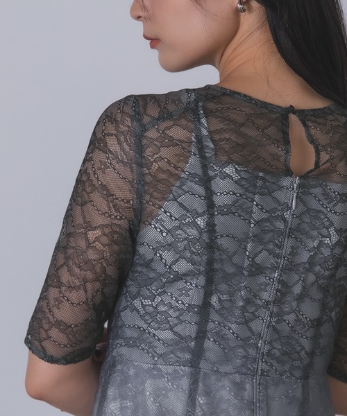 Rose of Sharon(ローズオブシャロン)の「総レースグラデーションフレアドレス(ドレス・レディース・カーキ/ブルーグレー/ネイビー/ボルドー・M)」の19枚目の写真