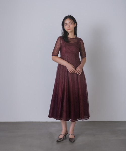 Rose of Sharon(ローズオブシャロン)の「総レースグラデーションフレアドレス(ドレス・レディース・カーキ/ブルーグレー/ネイビー/ボルドー・M)」の20枚目の写真