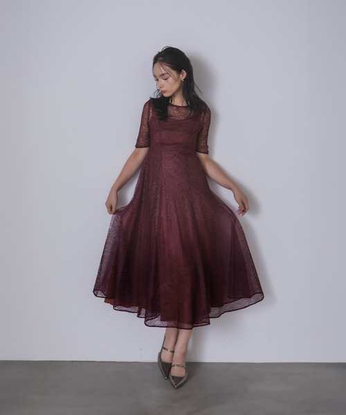 Rose of Sharon(ローズオブシャロン)の「総レースグラデーションフレアドレス(ドレス・レディース・カーキ/ブルーグレー/ネイビー/ボルドー・M)」の21枚目の写真