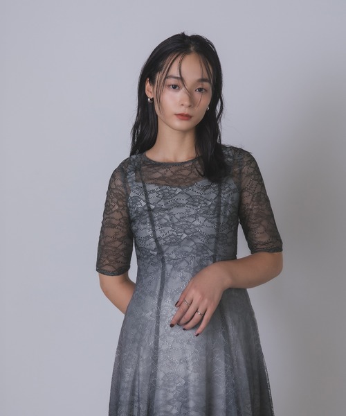 Rose of Sharon(ローズオブシャロン)の「総レースグラデーションフレアドレス(ドレス・レディース・カーキ/ブルーグレー/ネイビー/ボルドー・M)」の5枚目の写真