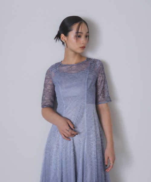 Rose of Sharon(ローズオブシャロン)の「総レースグラデーションフレアドレス(ドレス・レディース・カーキ/ブルーグレー/ネイビー/ボルドー・M)」の6枚目の写真