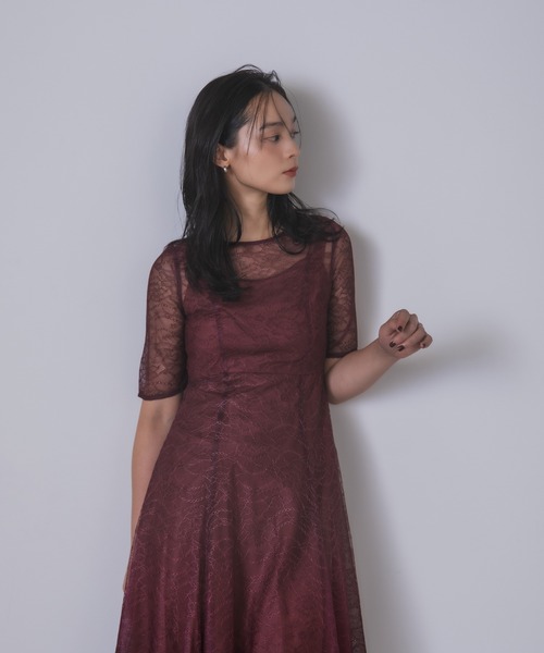 Rose of Sharon(ローズオブシャロン)の「総レースグラデーションフレアドレス(ドレス・レディース・カーキ/ブルーグレー/ネイビー/ボルドー・M)」の7枚目の写真