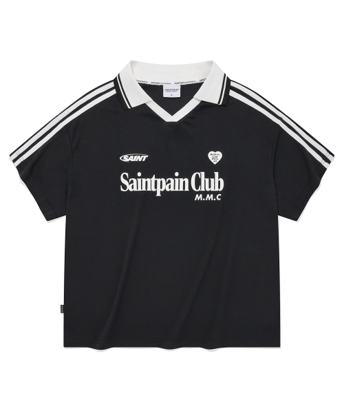 SAINTPAIN(セイントペイン)の「SP ハートエンブレムロゴラインカラーTシャツ-ブラック(ポロシャツ・レディース・その他・MEDIUM/LARGE)」の1枚目の写真