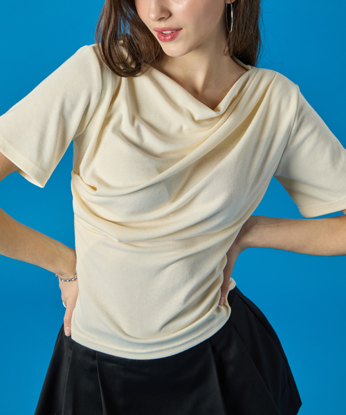 KOLEAT（コレット）の「レディース ドレープシェイリングソフト無地半袖Tシャツ [カスタード]（Tシャツ/カットソー・レディース・その他・FREE）」の2枚目の写真