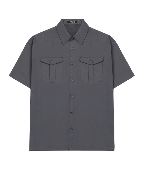 DRAW FIT（ドローフィット）の「ペーパーコットンアレックスハーフシャツ[D.GREY]（シャツ/ブラウス・メンズ・その他・MEDIUM/LARGE/X-LARGE）」の4枚目の写真