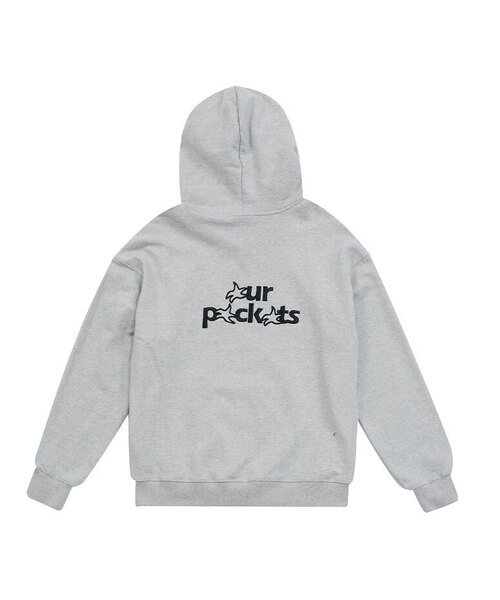 OURPOCKETS(アワーポケッツ)の「アワーポケットシグネチャーロゴスウェットフーディー(グレー)(スウェット・レディース・グレー・MEDIUM/X-LARGE)」の1枚目の写真
