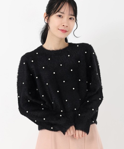 STRAWBERRY-FIELDS（ストロベリーフィールズ）の「メルティーシャギー_パールシャギーニット（ニット/セーター・レディース・オフホワイト/ブラック・2）」の2枚目の写真