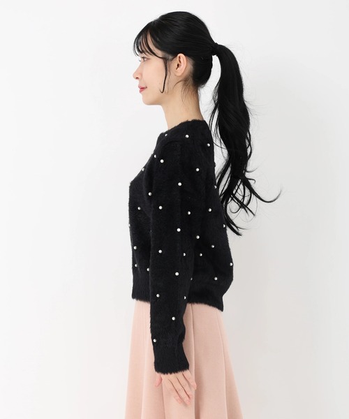 STRAWBERRY-FIELDS（ストロベリーフィールズ）の「メルティーシャギー_パールシャギーニット（ニット/セーター・レディース・オフホワイト/ブラック・2）」の5枚目の写真