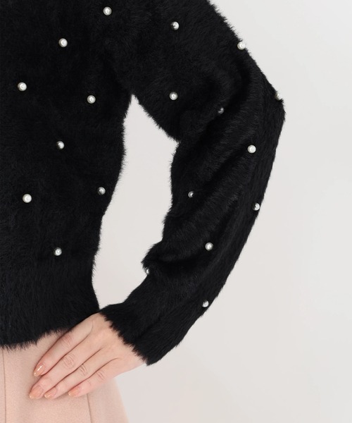 STRAWBERRY-FIELDS（ストロベリーフィールズ）の「メルティーシャギー_パールシャギーニット（ニット/セーター・レディース・オフホワイト/ブラック・2）」の9枚目の写真