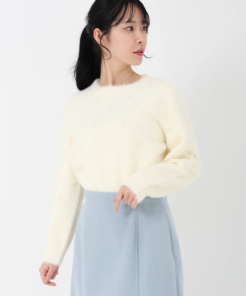 STRAWBERRY-FIELDS（ストロベリーフィールズ）の「メルティーシャギー_パールシャギーニット（ニット/セーター・レディース・オフホワイト/ブラック・2）」の3枚目の写真