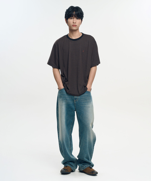 SLOW RECORD HOUSE(スローレコードハウス)の「ストライプ半袖Tシャツ_ブラウン(Tシャツ/カットソー・レディース・その他・SMALL/MEDIUM/LARGE)」の16枚目の写真