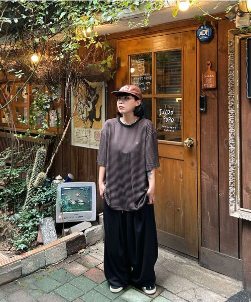 SLOW RECORD HOUSE(スローレコードハウス)の「ストライプ半袖Tシャツ_ブラウン(Tシャツ/カットソー・レディース・その他・SMALL/MEDIUM/LARGE)」の12枚目の写真