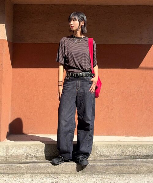 SLOW RECORD HOUSE(スローレコードハウス)の「ストライプ半袖Tシャツ_ブラウン(Tシャツ/カットソー・レディース・その他・SMALL/MEDIUM/LARGE)」の13枚目の写真