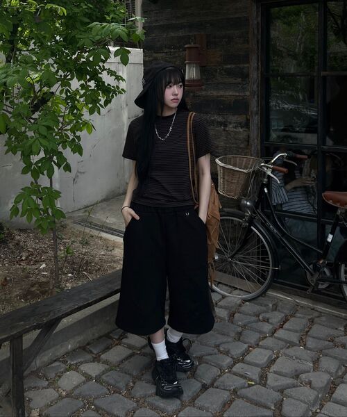 SLOW RECORD HOUSE(スローレコードハウス)の「ストライプ半袖Tシャツ_ブラウン(Tシャツ/カットソー・レディース・その他・SMALL/MEDIUM/LARGE)」の7枚目の写真