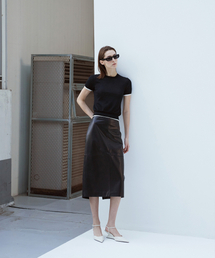 European Lambskin Straight midi Skirt