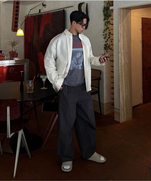 NONBLANK(ノンブランク)の「ルーズフィットストライプシャツ_BUTTER(シャツ/ブラウス・メンズ・ライトイエロー・MEDIUM/LARGE/X-LARGE)」の19枚目の写真